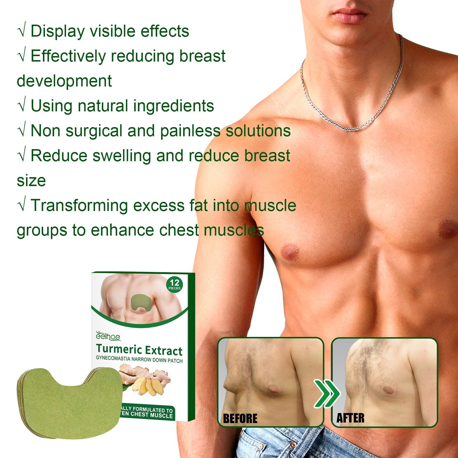 EELHOE Male Chest Care Patch Firming Chest Skin Anti-Sagging Men's Chest Firming Care Patch