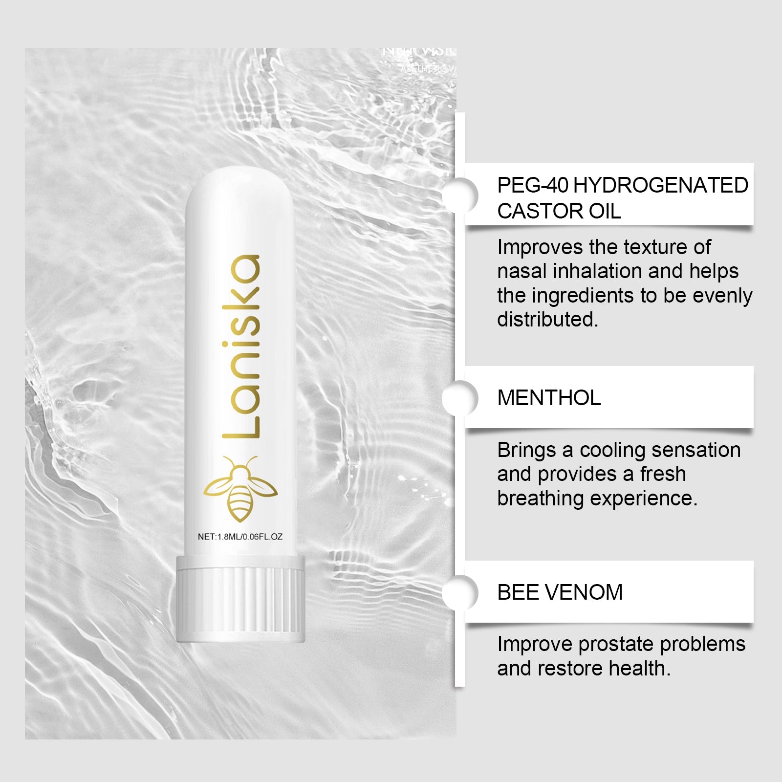 Laniska Bee Venom Men's Care Inhaler Relieve body discomfort, enhance male vitality, daily comfort