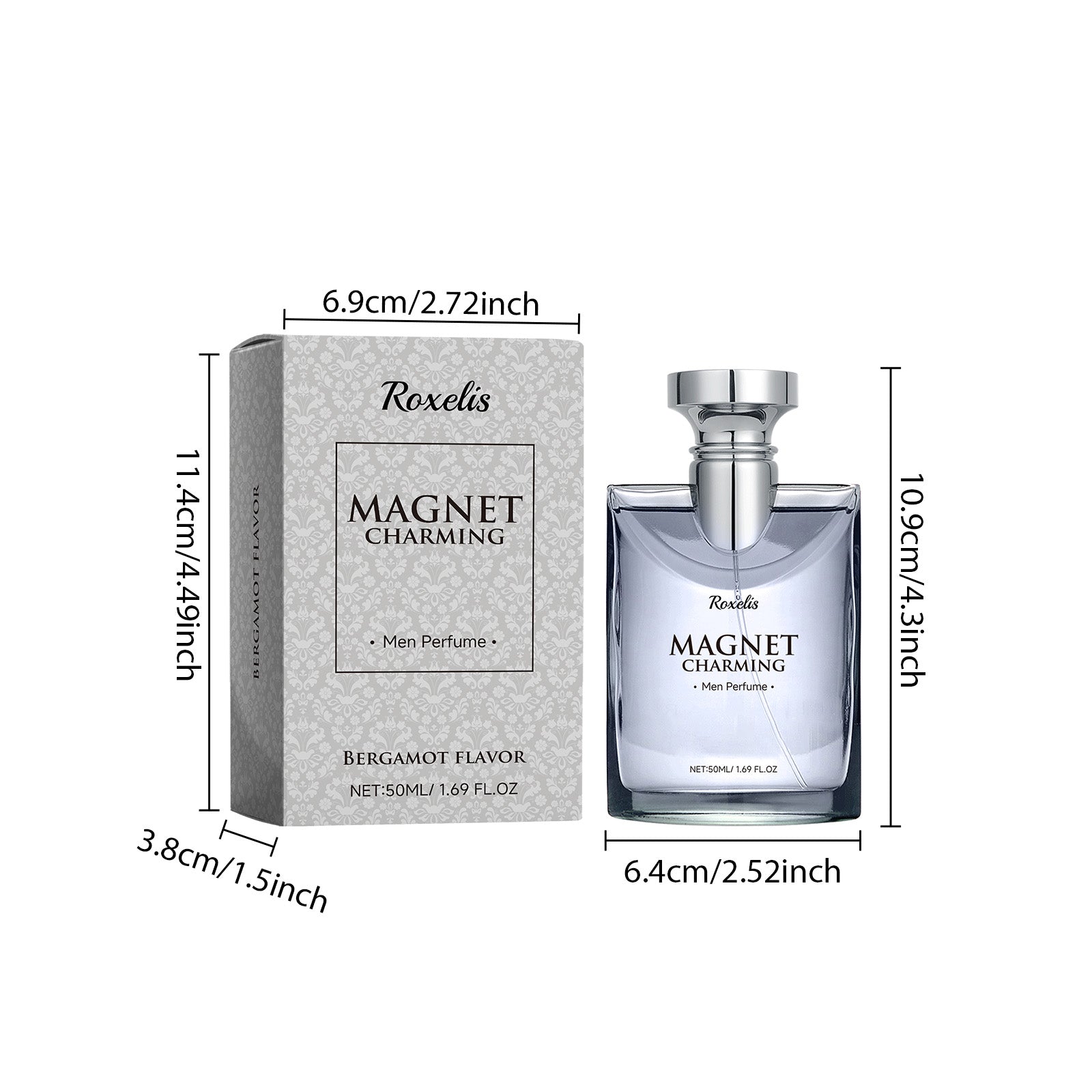 Roxelis Men's Perfume Bergamot Natural Light Fragrance Fresh Charm Refreshing Atmosphere Portable Men's Dating Perfume
