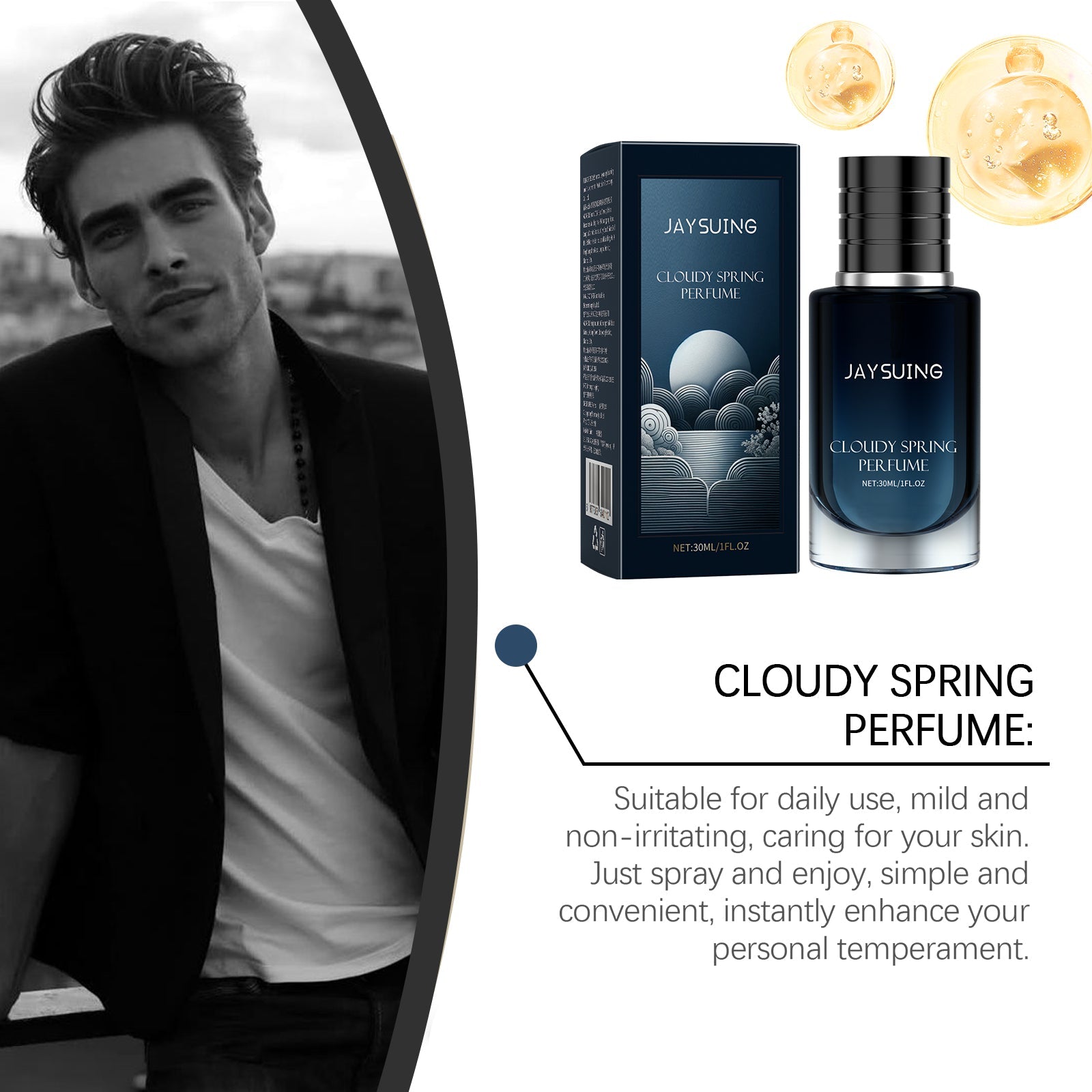 Jaysuing Cloud Spring Perfume Natural fresh low-key light fragrance long-lasting men's perfume