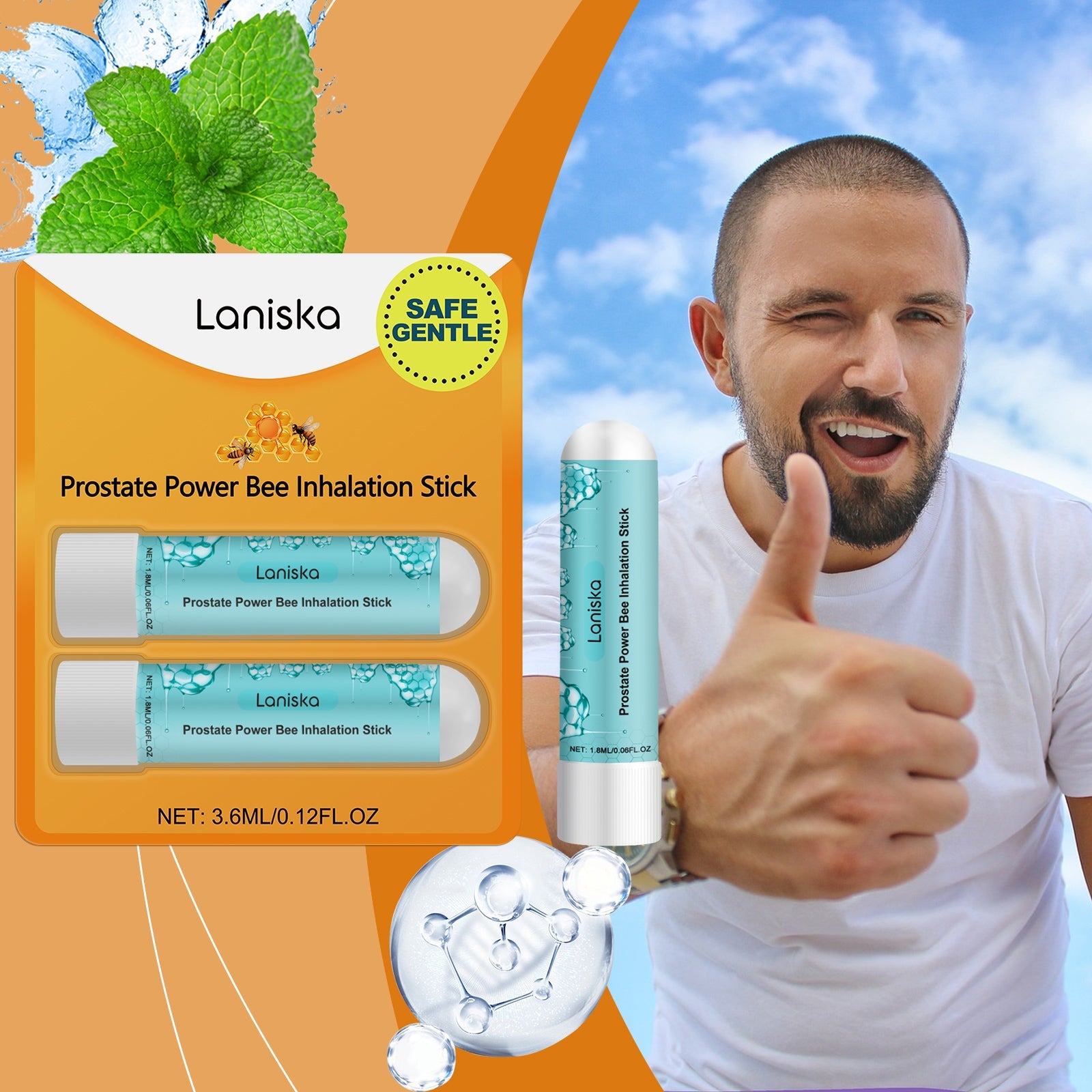 Laniska Male Nasal Inhaler Long-lasting Relief for Nasal Discomfort Male Vitality Maintenance Nasal Inhaler