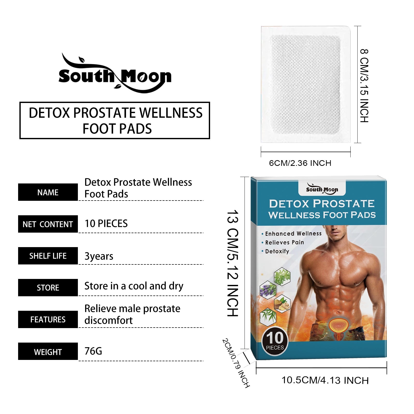 South Moon  Men's Foot Care Patch Gentle Care Men's Body Cleansing Foot Herbal Repair Patch