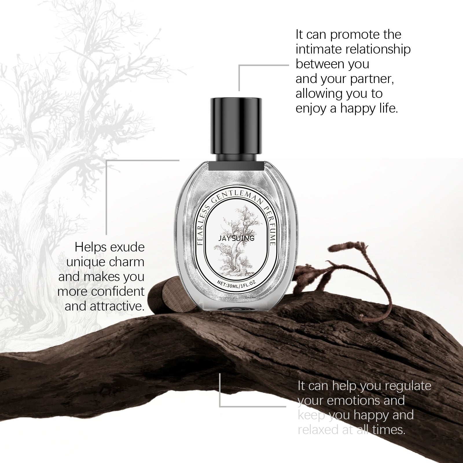 Jaysuing Fearless Men's Perfume Classic High-End Light Fragrance Woody Men's Date Long-Lasting Scent Niche Fresh