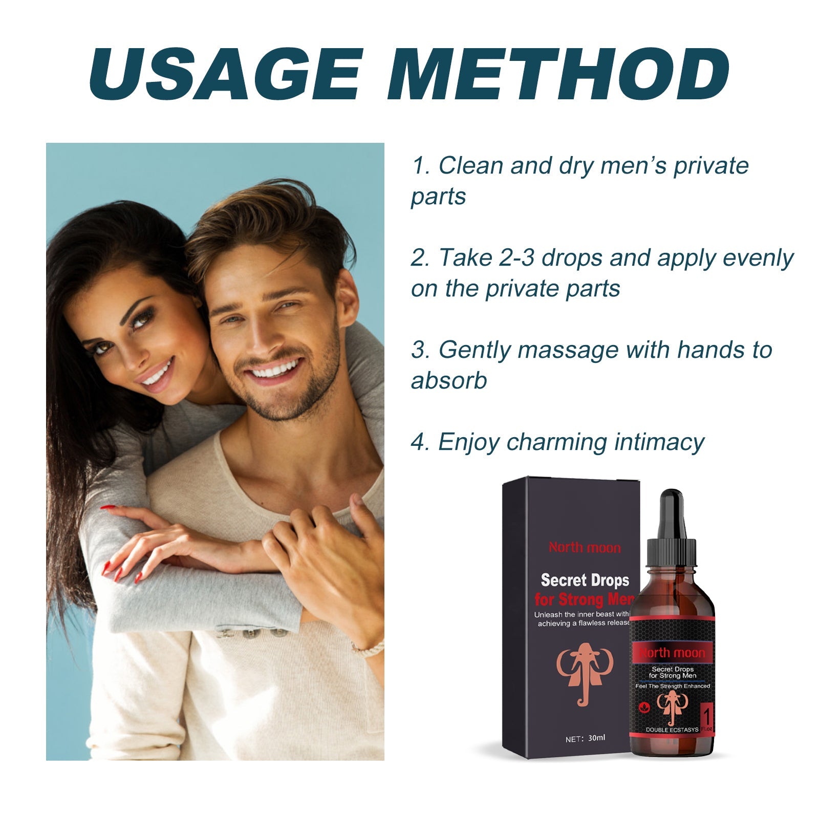 North Moon Men's Care Drops Men's Body Care Strong Vitality Body and Mind Relaxation Massage Essential Oil