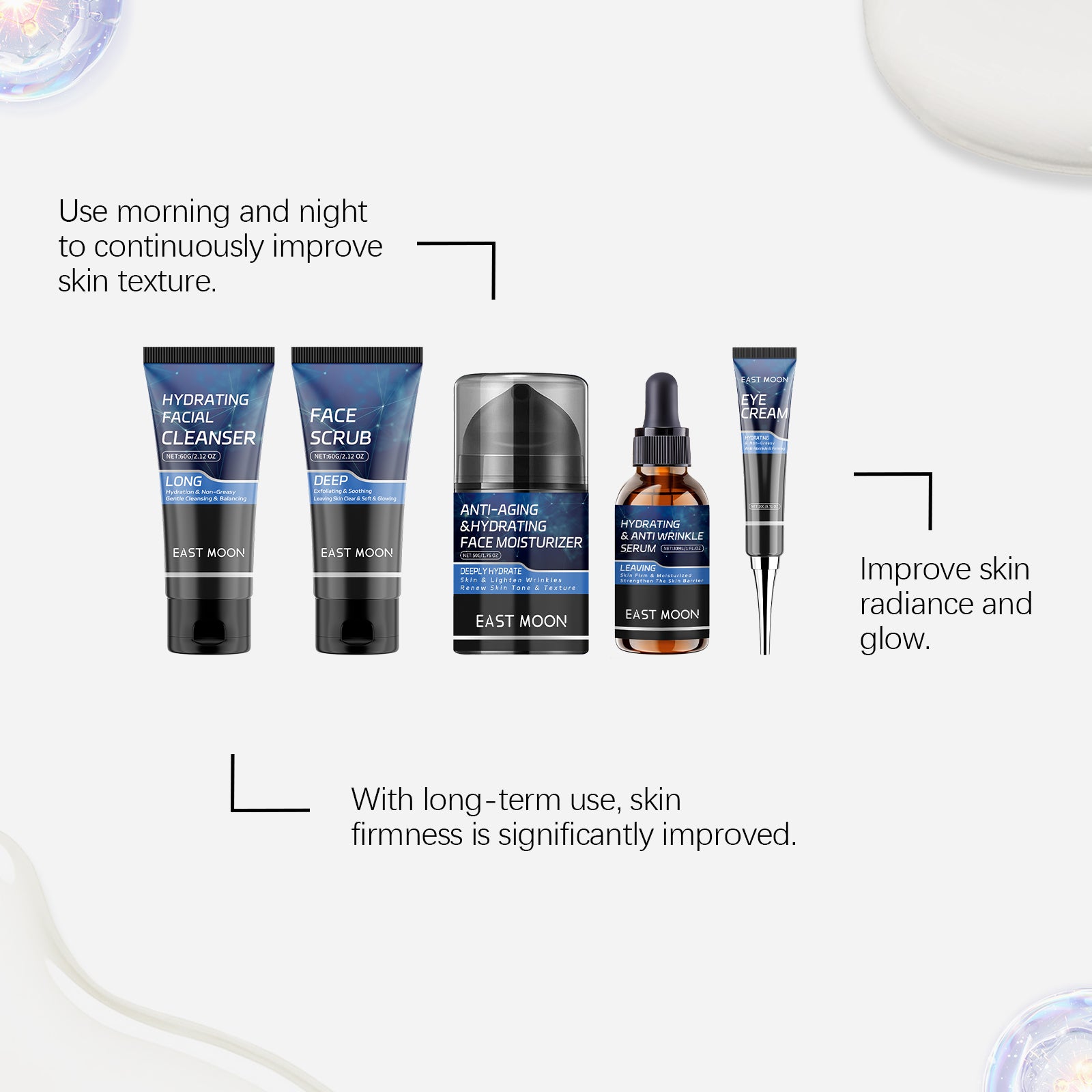 East Moon Men’s Facial Care Set – Cleanse, Hydrate & Firm Skin