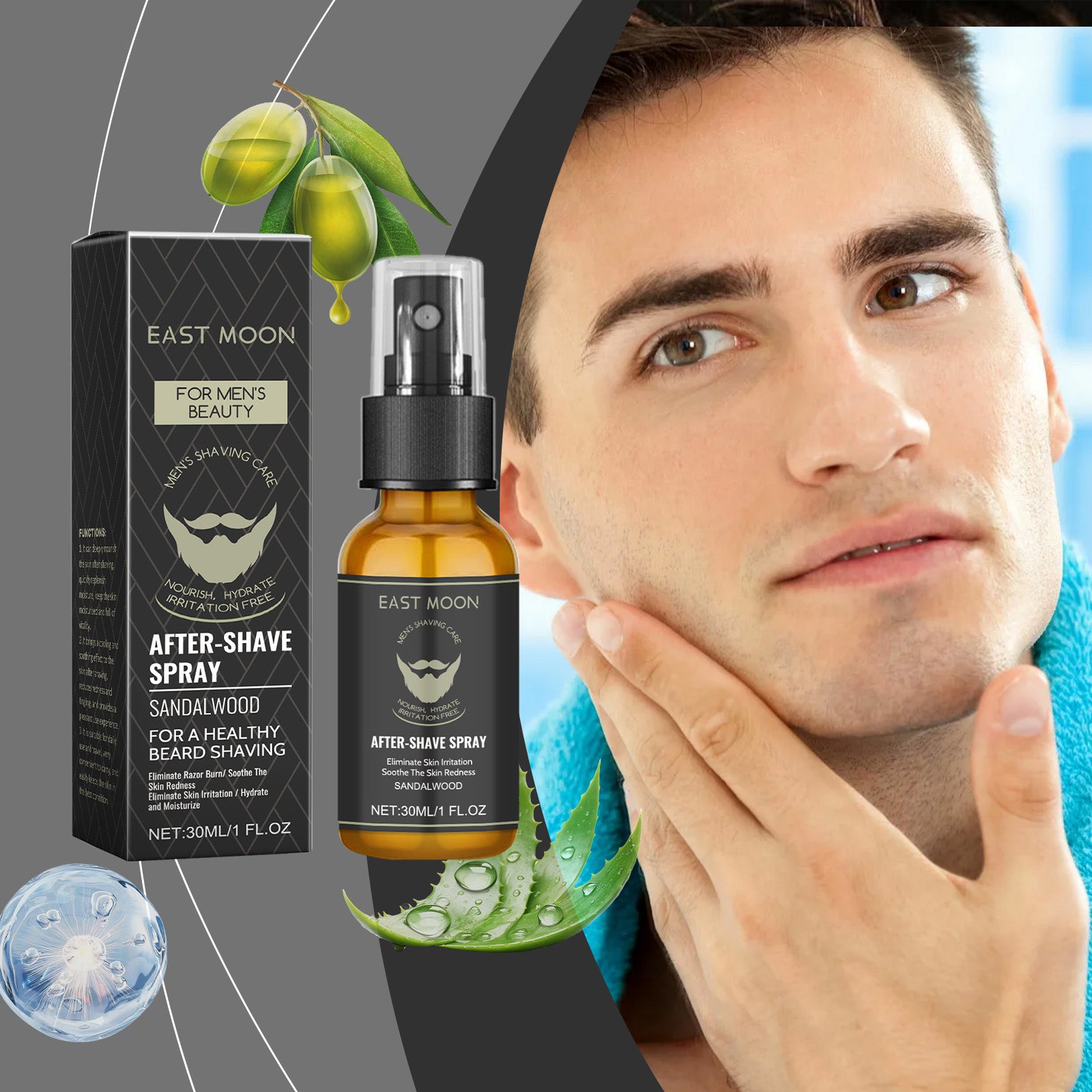 East Moon Men’s Aftershave Soothing Spray – Hydrate, Calm & Refresh Skin