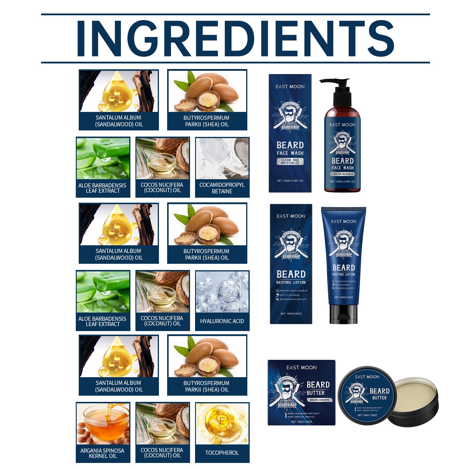 East Moon Sandalwood Beard Care Set for Men