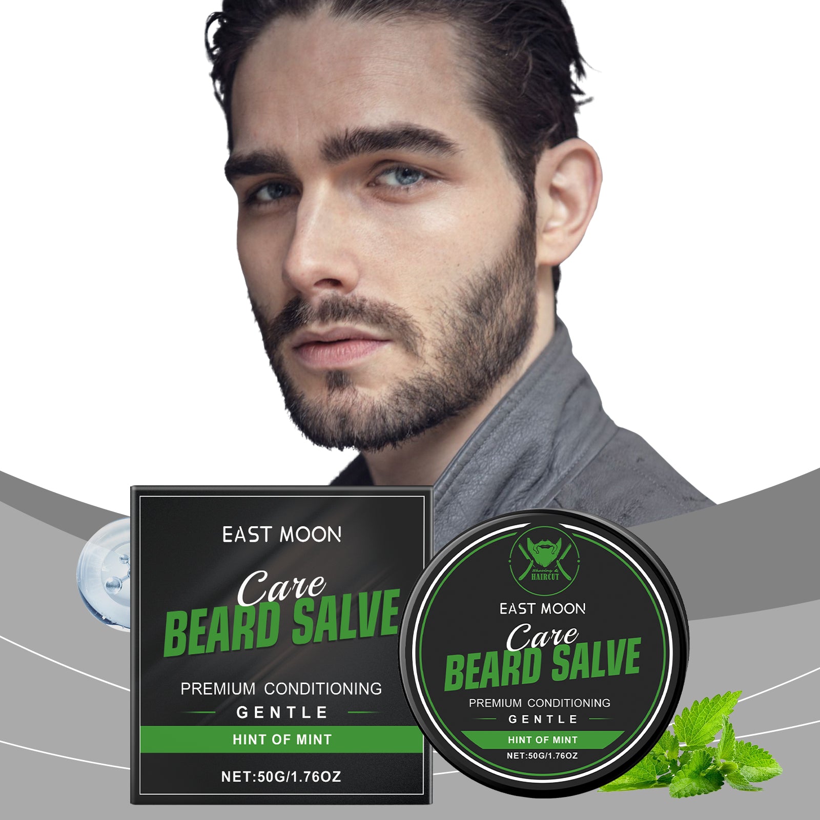 East Moon Men’s Mint Beard Balm | Softening & Nourishing Beard Care | Hydrate & Groom with Confidence