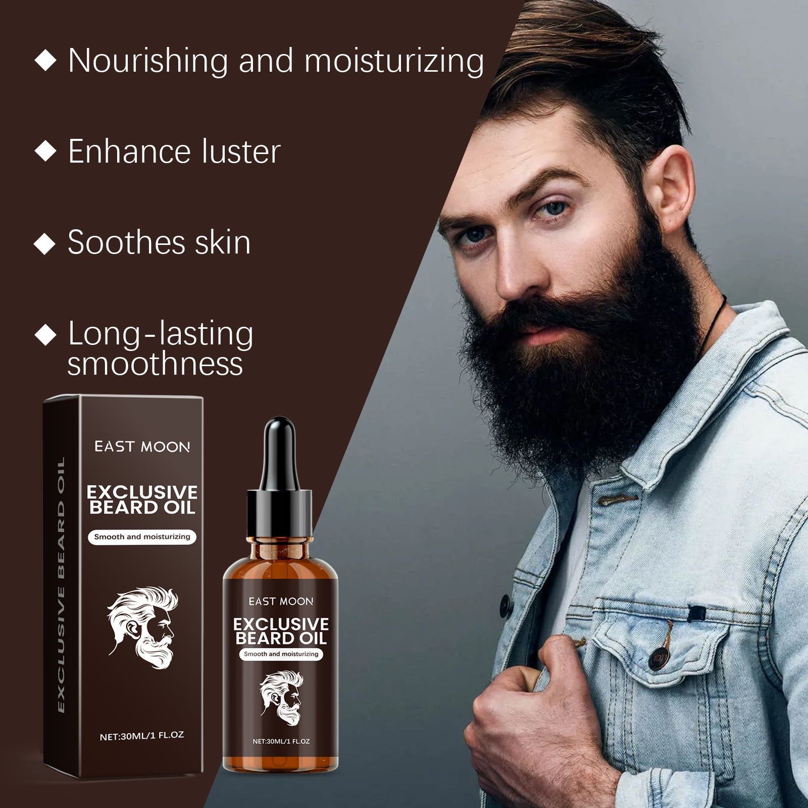 East Moon Men’s Beard Oil – Hydrate, Repair & Nourish Facial Hair