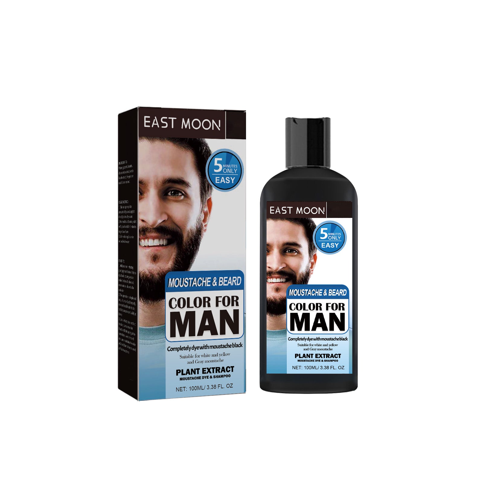 East Moon Men’s Beard Coloring & Care – Fast Color, Hydrate & Repair