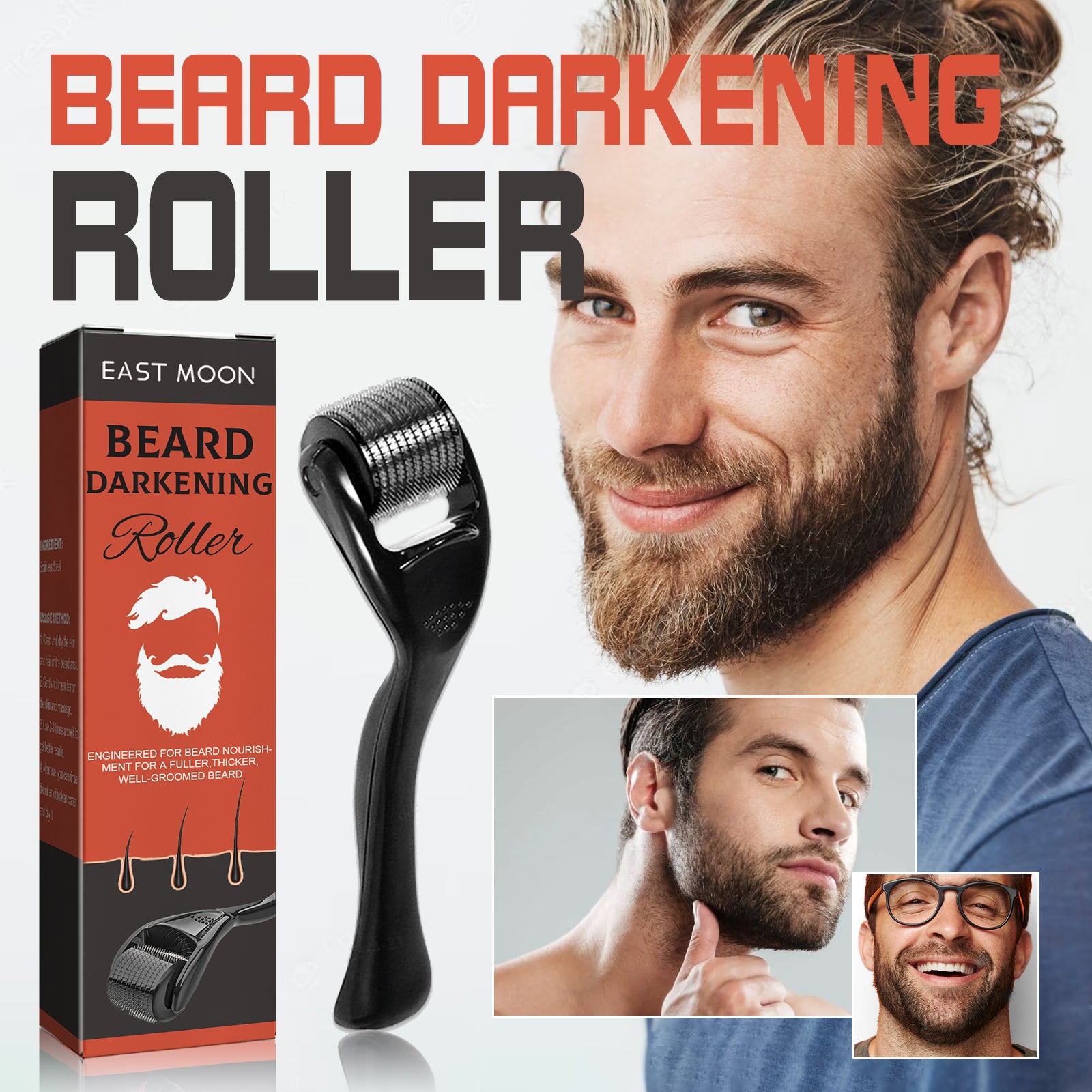 East Moon Men’s Beard Growth Roller – Strengthen, Nourish & Thicken Beard