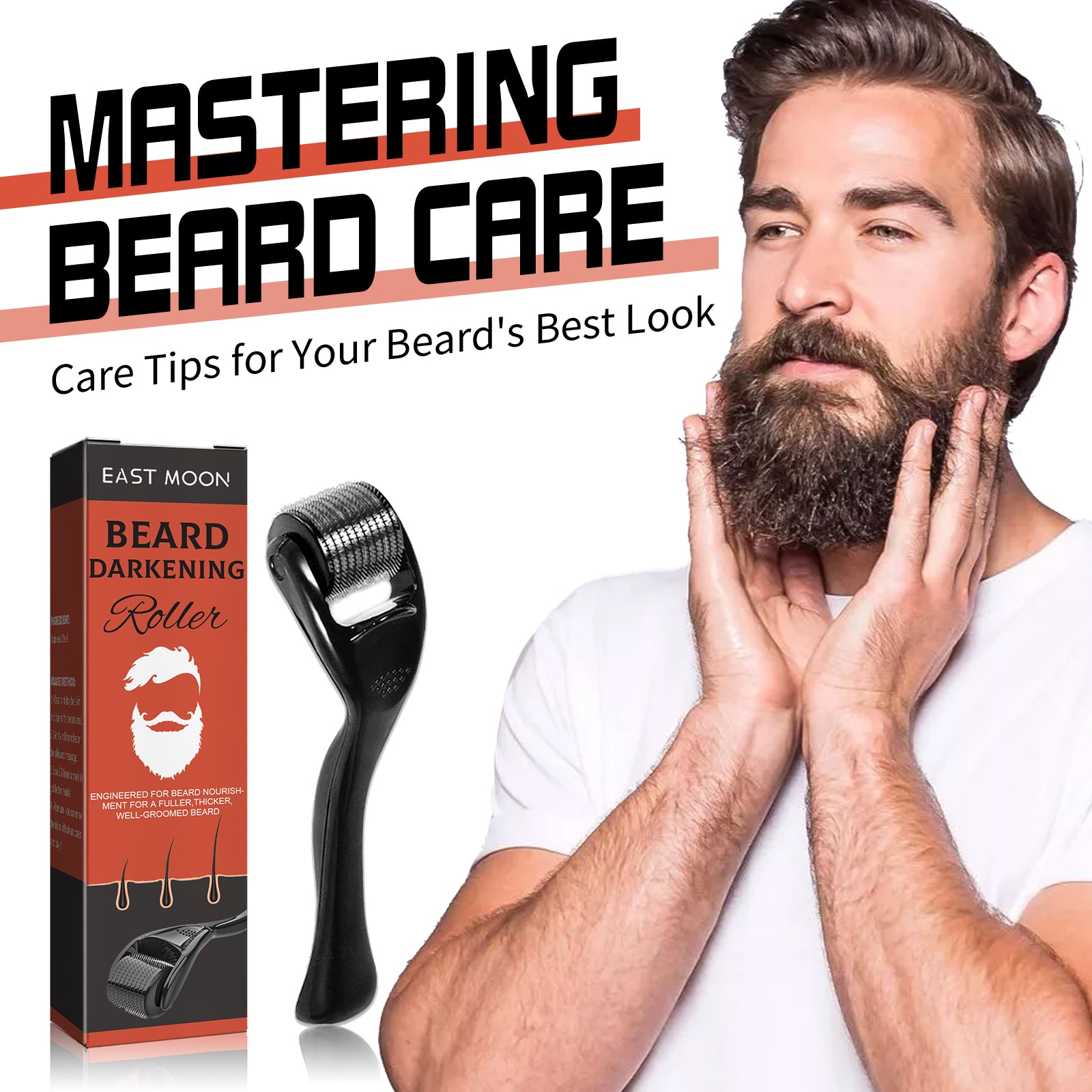 East Moon Men’s Beard Growth Roller – Strengthen, Nourish & Thicken Beard