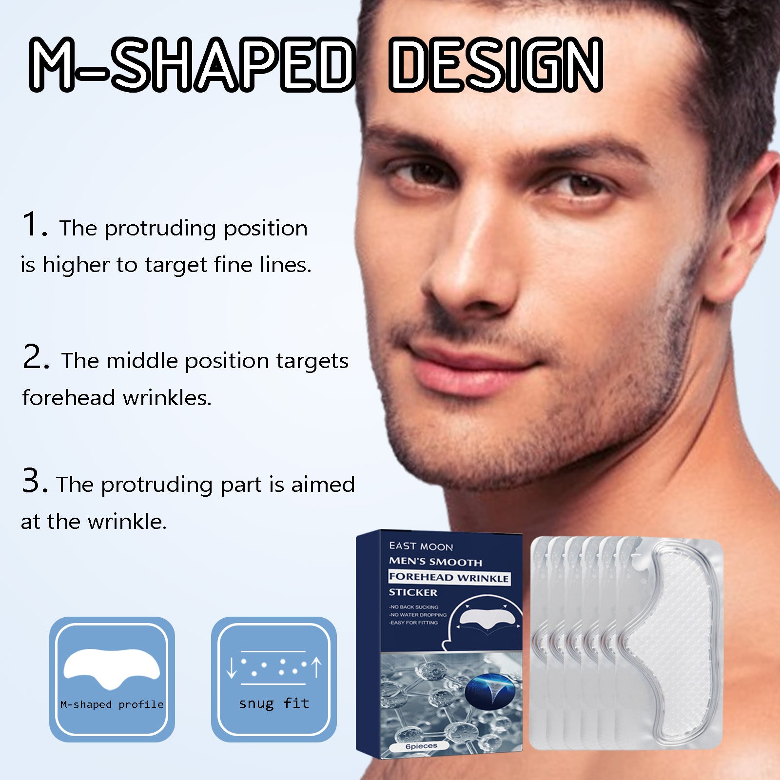 East Moon Men’s Anti-Wrinkle Forehead Patch – Smooth & Firm Skin