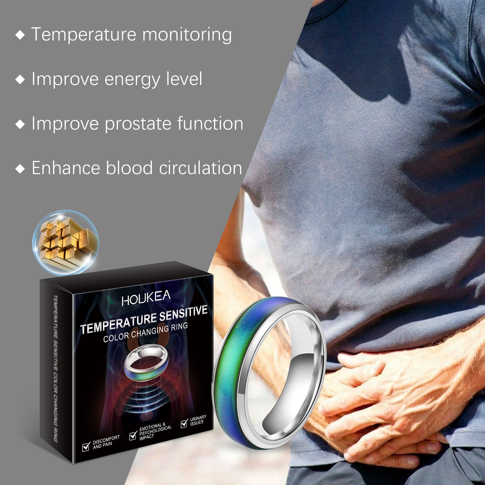 Houkea Men’s Color-Changing Ring