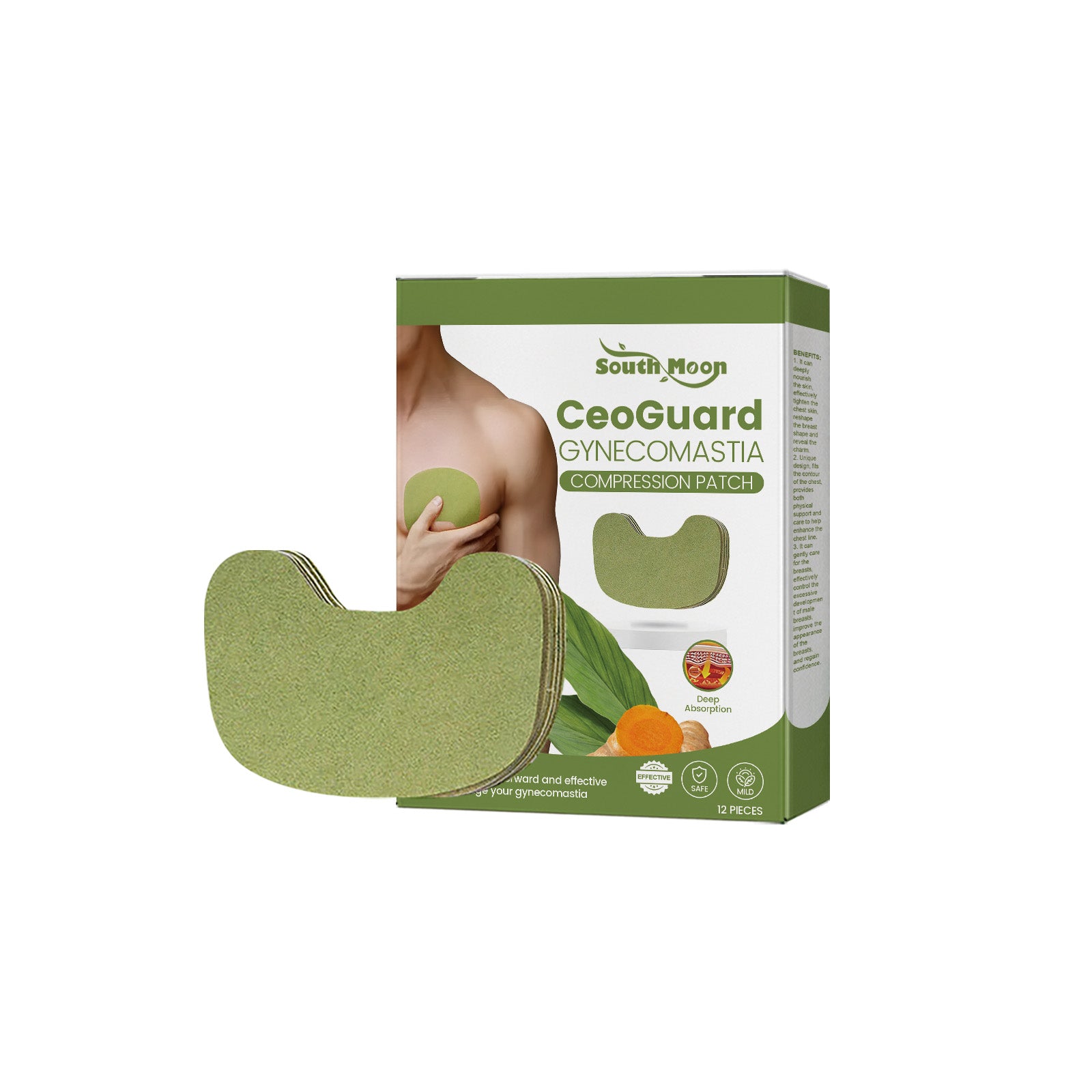 SOUTH MOON Men’s Chest Firming Patch | Sculpt & Tighten Chest | Reduce Man Boob Appearance, Boost Confidence