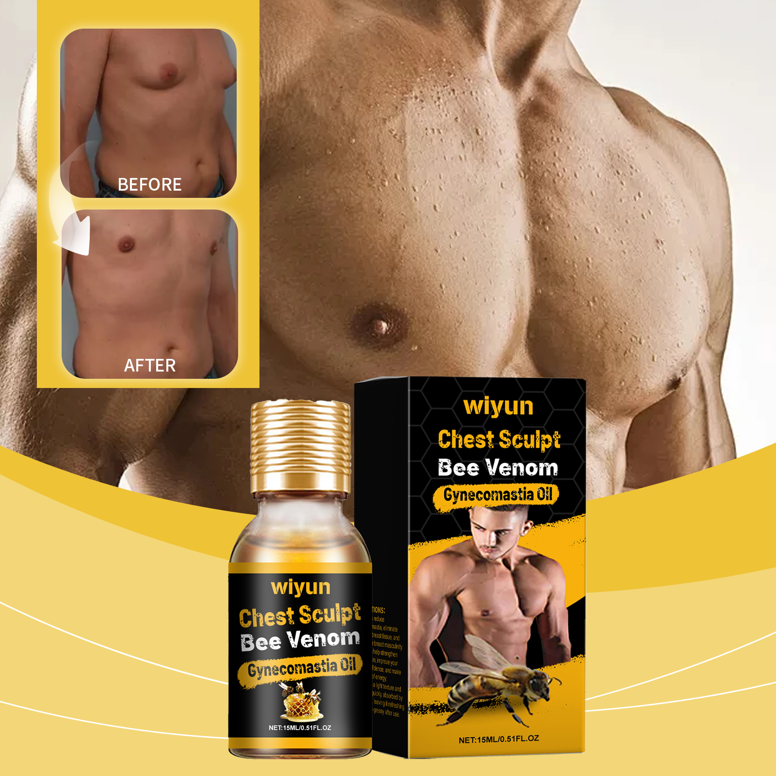 Wiyun Men’s Chest Massage Oil – Hydrating & Firming Body Care Oil