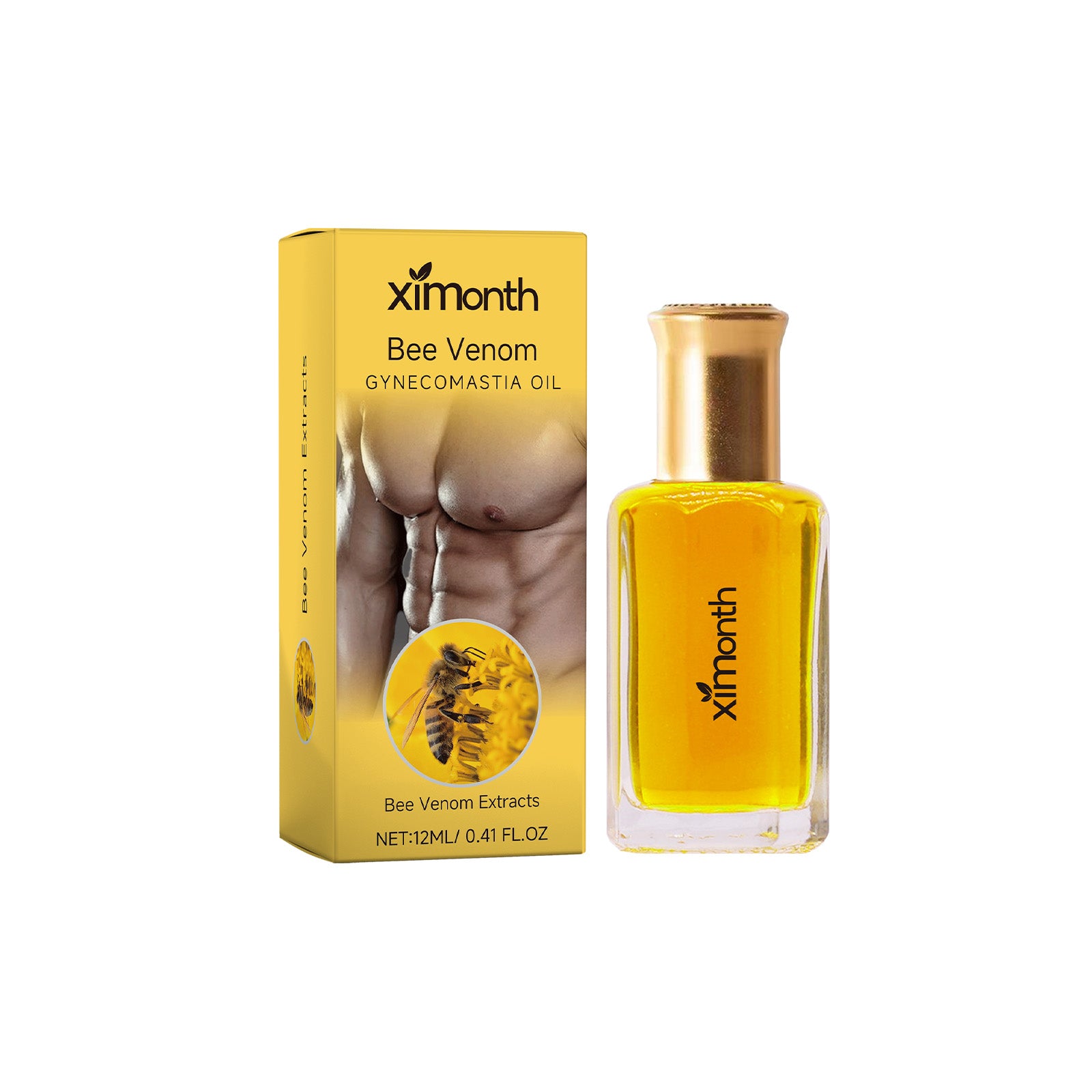 Ximonth Men’s Bee Venom Chest Oil – Firm & Sculpt Skin