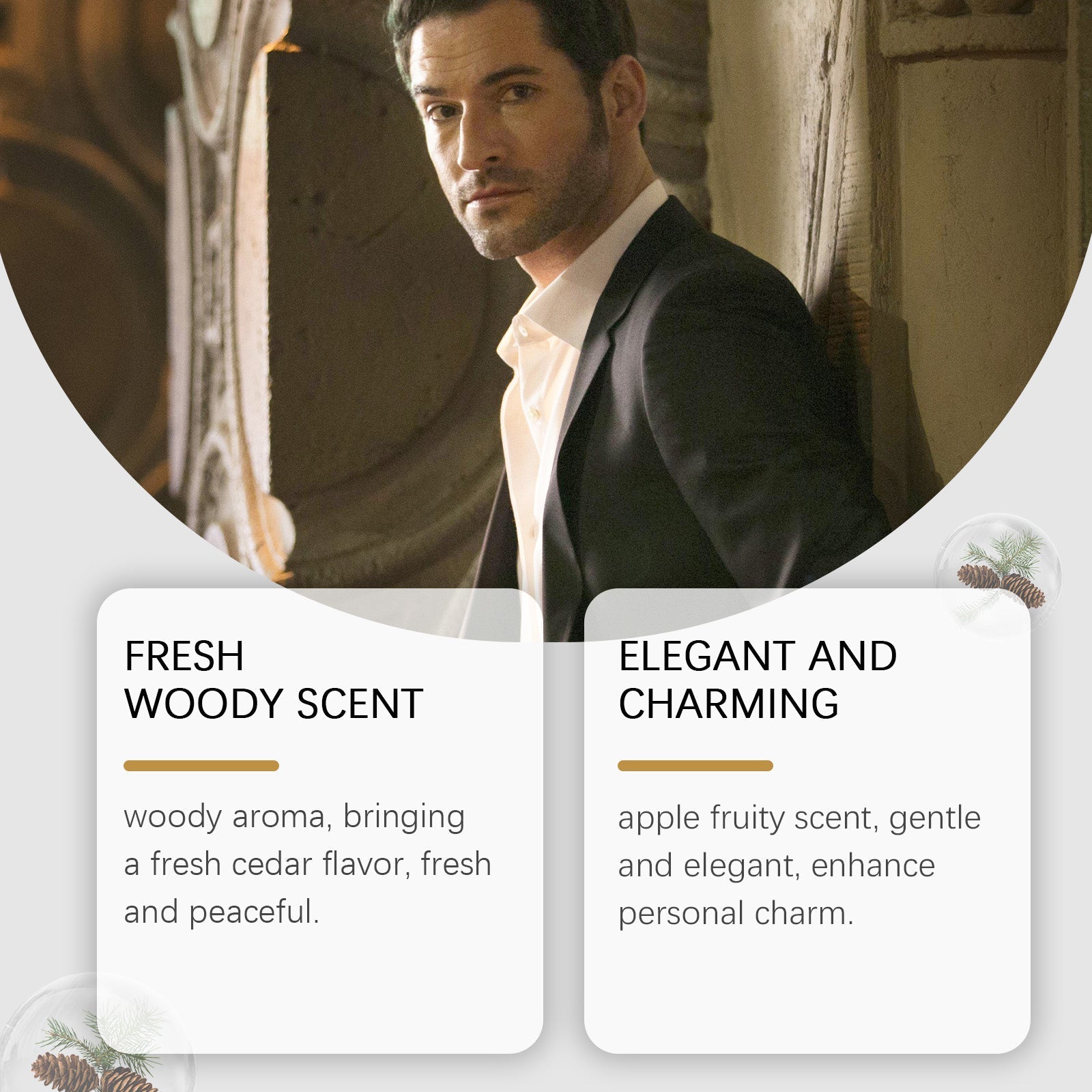 Roxelis Cedar Men's Perfume Natural Fresh Scent Long-lasting Fragrance Portable for Dating Daily Men's Perfume