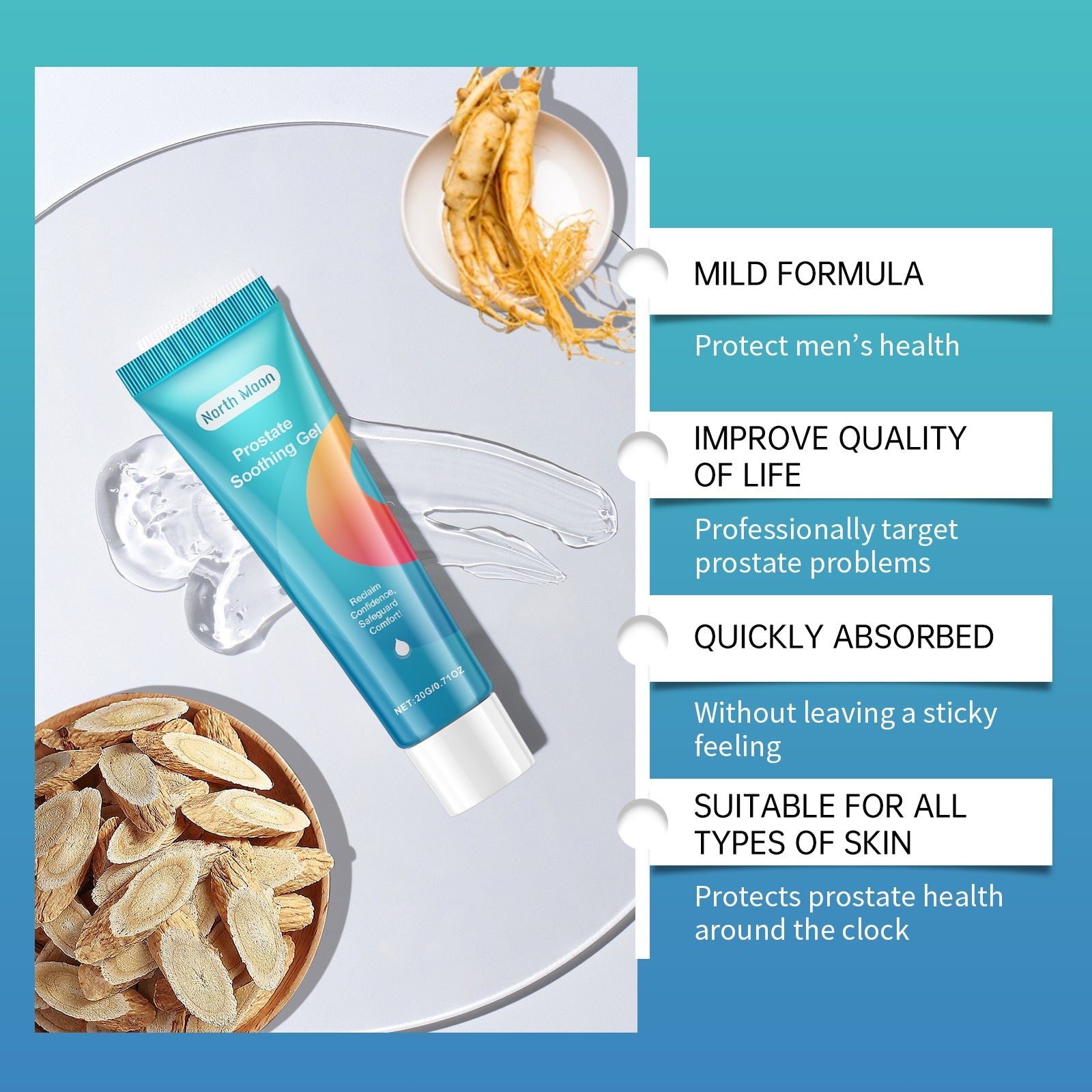 North Moon Men's Care Gel Mild ingredients moisturizing daily massage body care gel