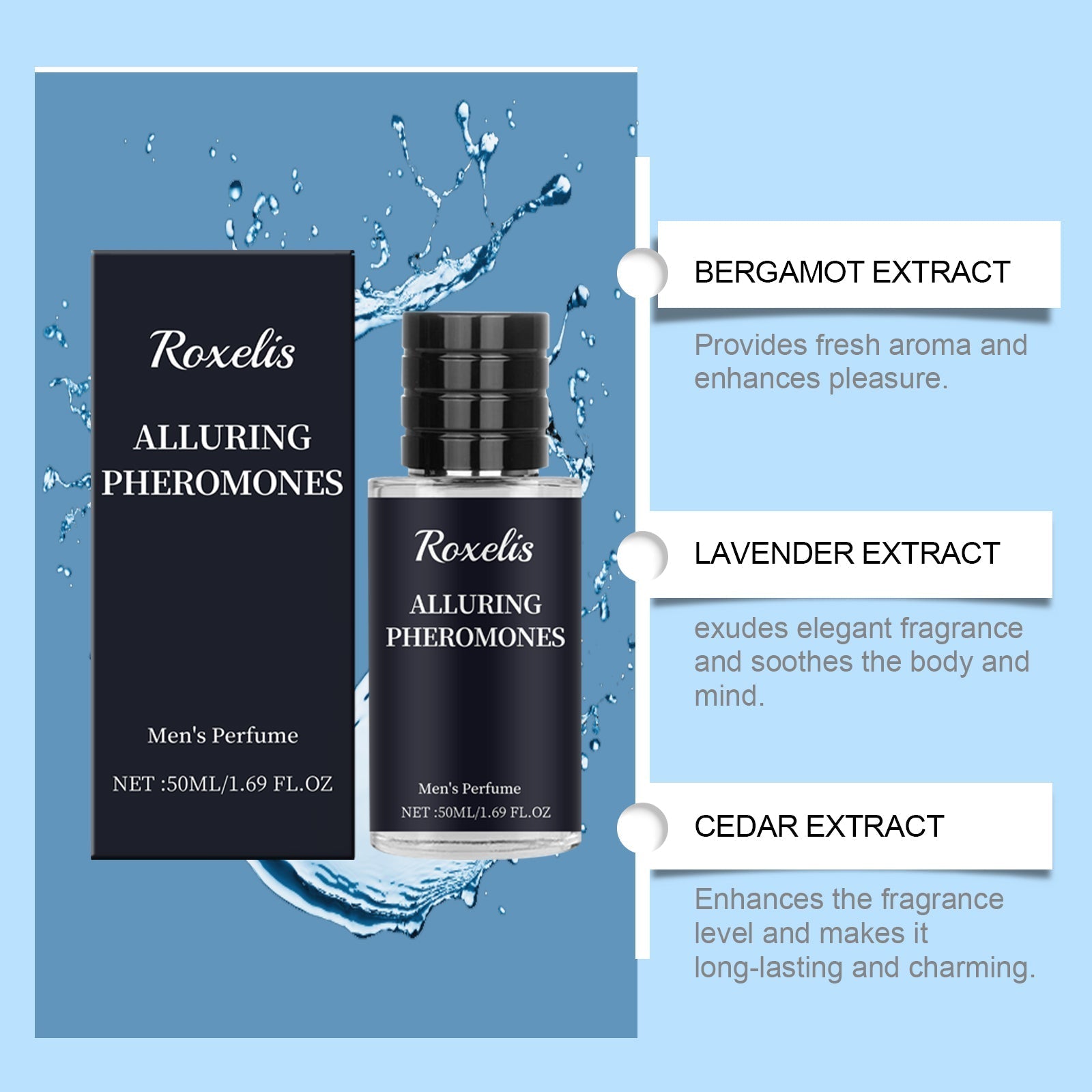 Roxelis Personalized Men's Perfume Bergamot Fragrance Lasting Release Men's Charm Couple Dating Atmosphere Perfume