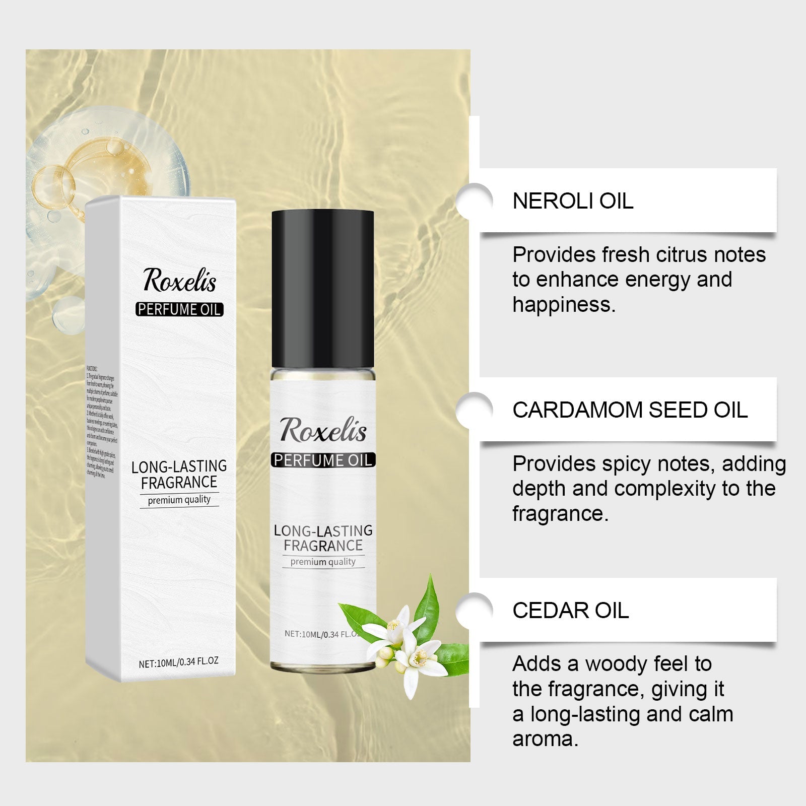 Roxelis Roll-On Cologne Natural Long-Lasting Light Fragrance Blue Sky Perfume Date Charm Atmosphere Cologne Men's Perfume