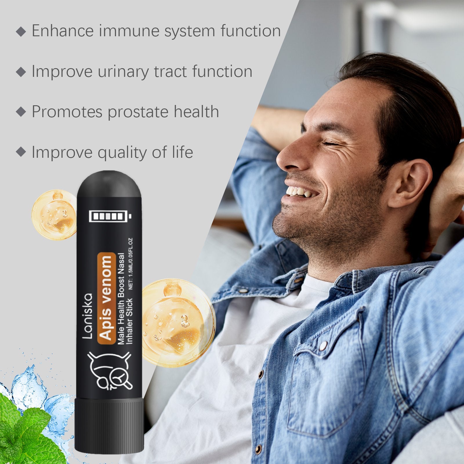 Laniska Male Nasal Inhaler Men's daily nasal cleaning portable nasal aspirator for relief and maintenance