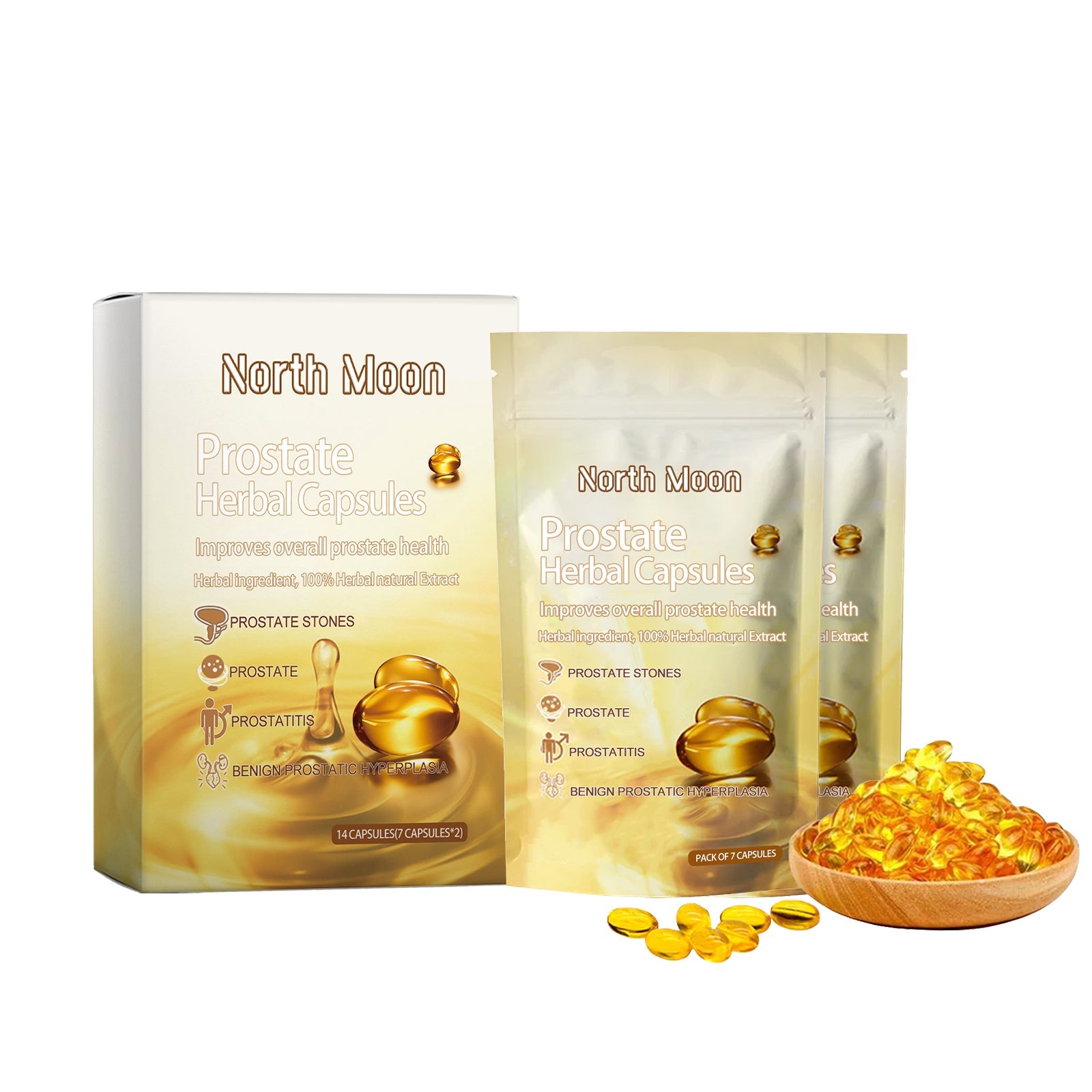 North Moon Men's Care Capsules Men's Gentle Herbal Care Vitality Boosting Body Care Capsules