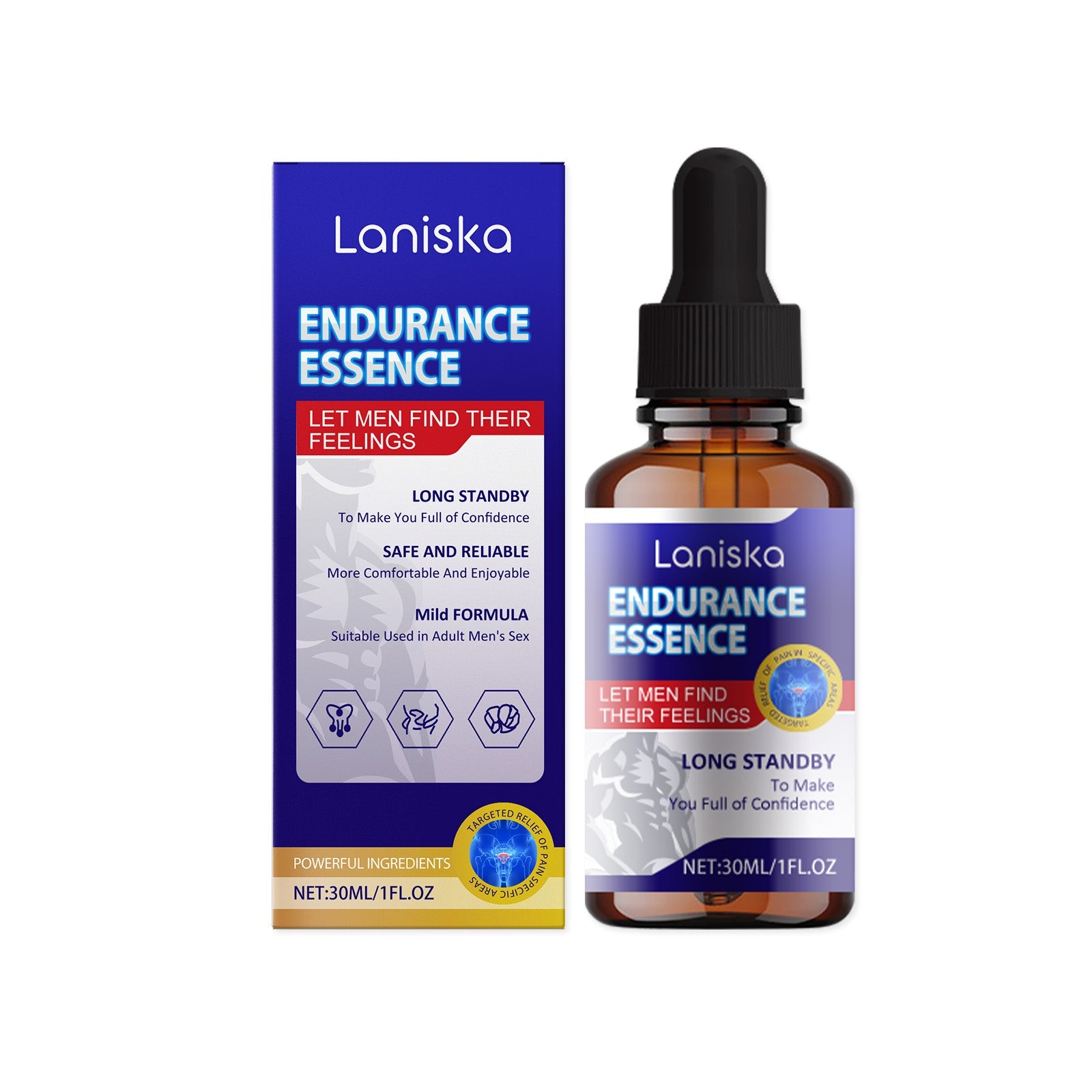 Laniska Men's Body Care Essence Enhance Long-lasting Power, Revitalize, Gentle Ingredients, Daily Care