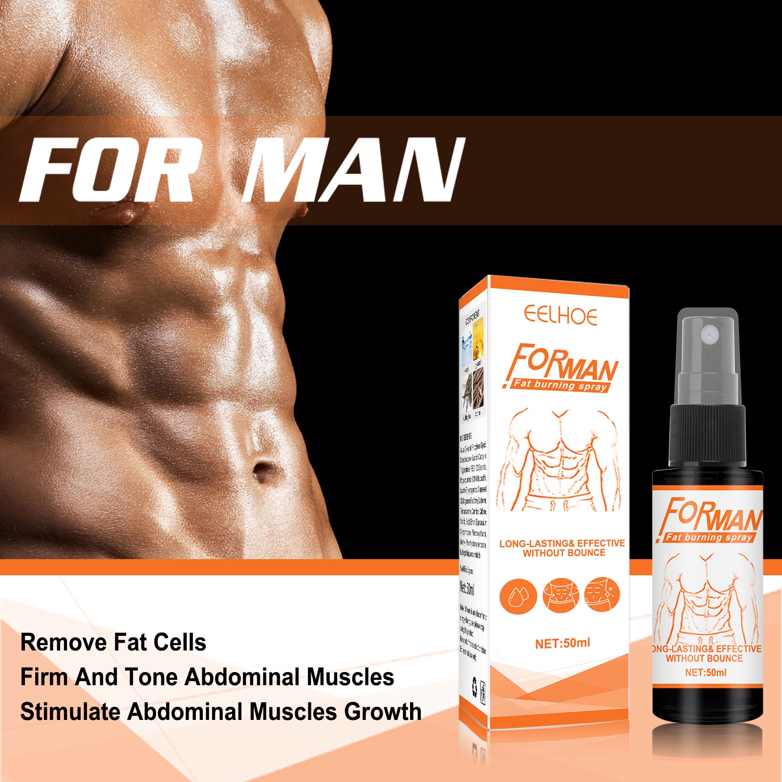 EELHOE Men’s Abs Sculpting Spray – Sweat & Define Core Muscles